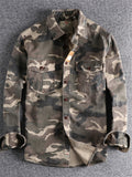 Retro Men's Casual Long Sleeve Camouflage Cargo Shirt