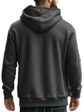 Men's Solid Color Casual Pullover Cargo Hoodies with Pockets