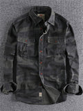 Retro Men's Casual Long Sleeve Camouflage Cargo Shirt