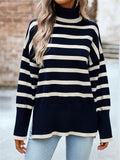 Stylish Turtleneck Striped Knitwear Sweater for Ladies