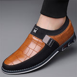Men's Casual Plaid Faux Leather Flats Slip-ons Shoes