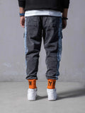 Male Letters Patchwork Elastic Drawstring Jeans