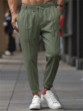 Men's Casual Solid Color Elastic Waist Slim Fit Trousers