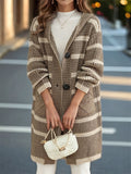 Women's Autumn Striped Single Breasted Hooded Cardigan Sweaters