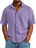 Men's Casual Short Sleeve Lapel Solid Color Shirt