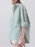 Women's Long Sleeve Turn-down Collar Basic Blouses
