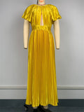 Elegant S‌ummer Yellow Pleated Evening Dress for Women‌