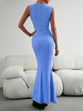 Knitted Sleeveless Ribbed Maxi Dress for Women