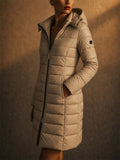 Women Detachable Hooded Slim Fit Mid Length Quilted Puffer Coat