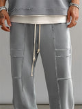 Men’s Casual Contrast Piping Loose Fit Drawstring Trousers