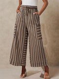 Summer Striped High Waist Wide Leg Casual Pants for Women‌