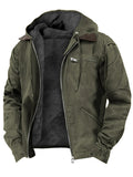‌Men's Fleece Lined Hooded Coat Warm Winter Outwear
