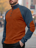 Men's Autumn Color Block Corduroy Pullover Long Sleeve Sweatshirts