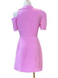 Women's 3D Flowers Short Sleeve Asymmetric Shoulder Suit Dress