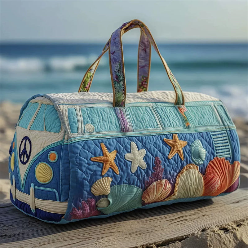 Beach Bus Shell Starfish Quilted Duffel Bag