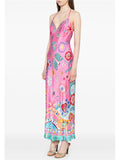 Women's Summer Trendy Print Strap Backless Satin Dress