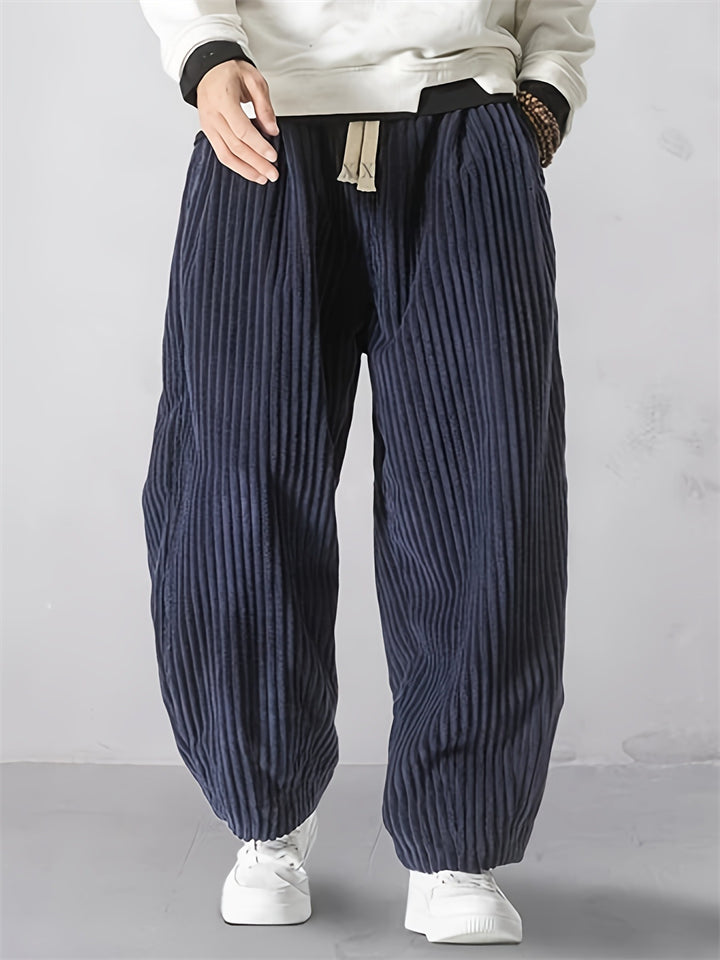 ‌Men's Casual Corduroy Elastic Waist‌ Loose Fit Harem Pants