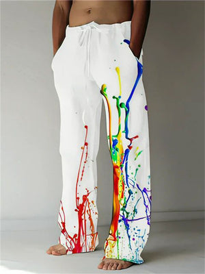 Men's Cool 3D Painting Graffiti Lace Up Elastic Waist Pants