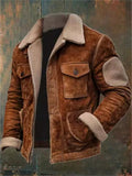 Men's Vintage Winter Thicken Patchwork Lapel Zip Up Coats