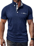 Men's Plaid Contrast Color Short Sleeve Polo Shirts