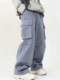 Men's Casual Streetwear Mid-Waist Loose Fit Multi-Pocket Cargo Trousers
