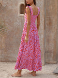 Ladies Square Neck Dot Printed Backless Maxi Dresses