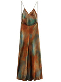 Women's Summer Sexy Print Satin Backless Strap Cocktail Dress