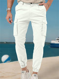 Men's Casual Solid Color Pockets Cargo Jogger Pants