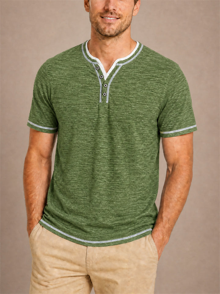 Mens Summer Casual Short Sleeve Henley T Shirt
