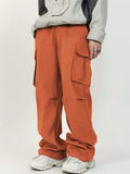 Men's Casual Streetwear Mid-Waist Loose Fit Multi-Pocket Cargo Trousers
