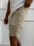 Men's Summer Casual Elastic Waist Patch Pocket Cargo Shorts