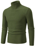 Men's Soft Simple Slim Fit High Neck Ribbed Knit Sweaters