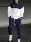 Men's Autumn Color Block Printed Hoodie Tracksuit Set Daily Wear
