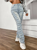 Women's Hip-Hop Raw Edge Mid-Rise Skinny Stacked Jeans