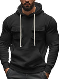 Men's Solid Color Casual Pullover Cargo Hoodies with Pockets