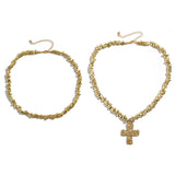 2Pcs/Set Hip-Hop Cross Pendant Acrylic Irregular Beads Necklaces