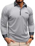 Fashion Lapel Collar Long Sleeve Polo Shirts for Men