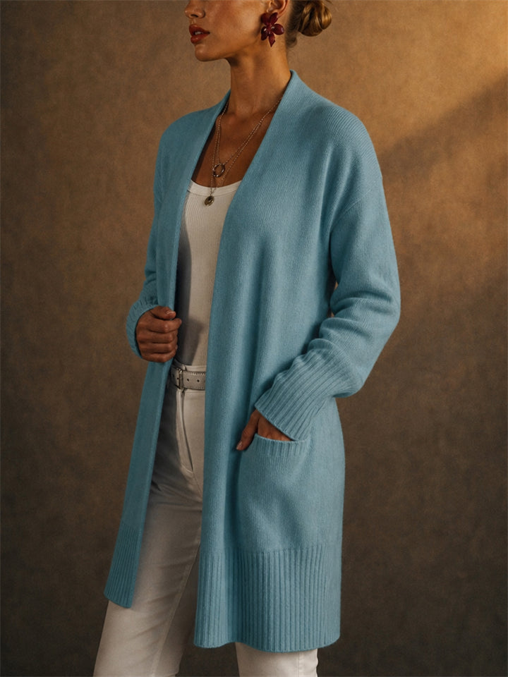 Women Loose Fit Soft Open Front Knit Cardigan with Pockets