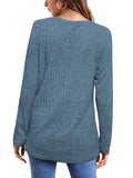 Female Knitwear Solid Ribbed Autumn Winter T-shirts
