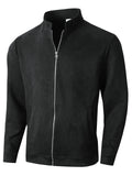 Men's Casual Solid Color Zip Up Stand Collar Long Sleeve Jackets