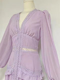 Women's V-Neck Vintage Holiday Ruffled Split Big Hem Dresses