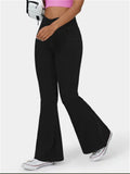 Women's Solid Color Fitted High Stretch Flared Pants