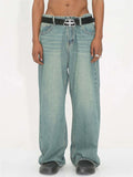 Men's Retro Urban Barrel Fit Baggy Washed Denim Jeans