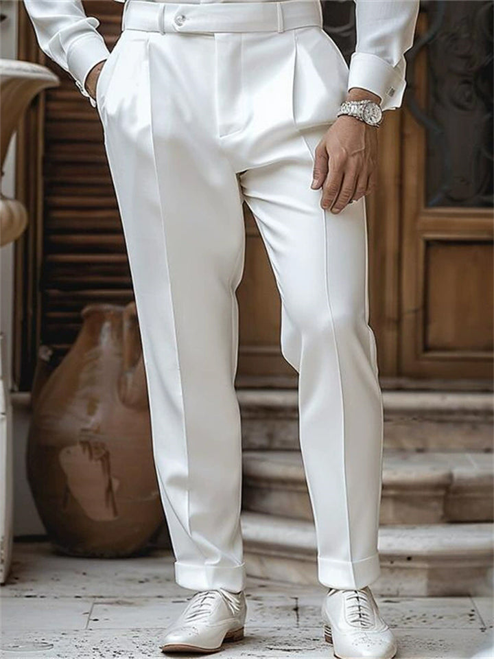 Men's Solid Color Comfy Light Business Straight Suit Trousers