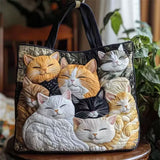 Adorable Cartoon Cats Quilted Tote Bags