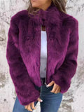 Winter Casual Zip Up Faux Fur Waist Length Coat for Women