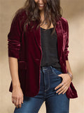 Women's Autumn Office Casual Single Breasted Velvet Blazer