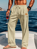 Causal Men's Linen Solid Color Drawstring Pants
