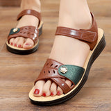 Summer Floral Decoration Flat Velcro Ladies Casual Sandals