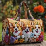 Cute Corgi Dogs Floral Pattern Weekender Duffle Bag